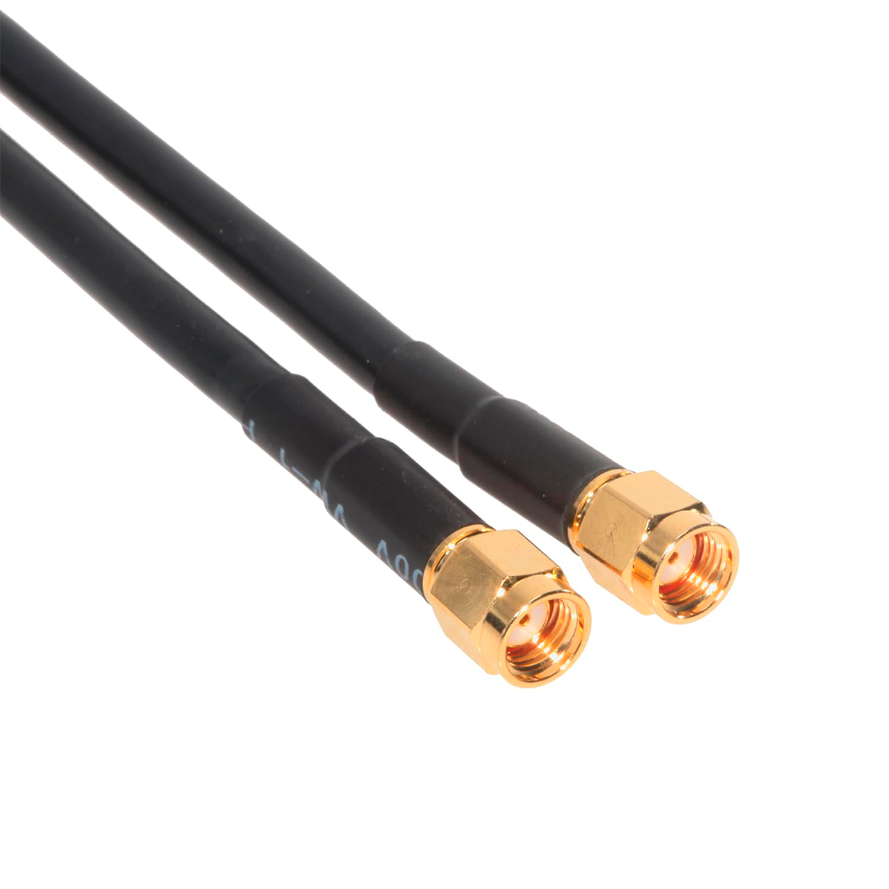 Cabo Coaxial  Preto RG58  Amphenol CO-058SMAMMRP-003 RP-SMA, 50 Ohm, Masculino para Masculino, 3'