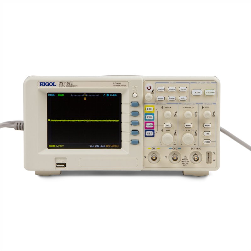 Osciloscópio digital Rigol DS1102E de 100 MHz, dois canais analógicos, amostragem de 1 GSa/s
