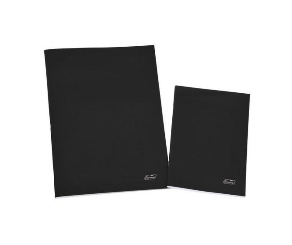 Caderno Agrafado A4 com Capa Preta – 80 Folhas, 60g/m² Liso