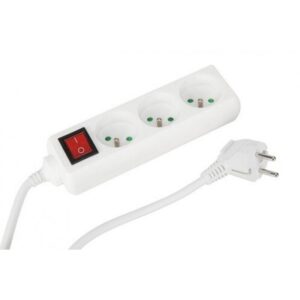 Bloco de Tomadas Tripla – 3m – Sem Interruptor – Branco
