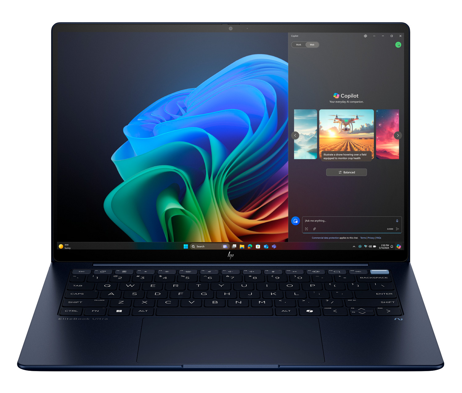 Notebook HP EliteBook Ultra G1i com processador Intel Core Ultra 7 268V (8 núcleos, até 5 GHz), 32 GB de RAM, SSD de 1 TB, tela de 14″ 2.8K OLED touch, Windows 11 Pro