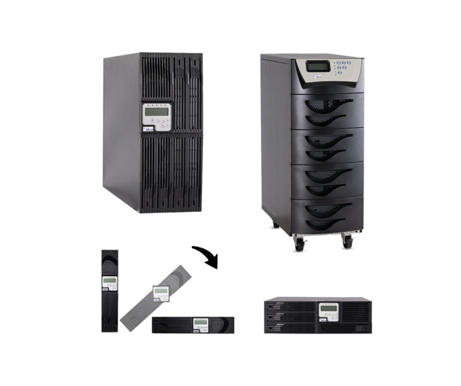UPS DSP Multipower Conversível 1 fase de entrada - 1 fase de saída / 5kVA – 10kVA Entrada trifásica - Saída monofásica / 10kVA – 20kVA