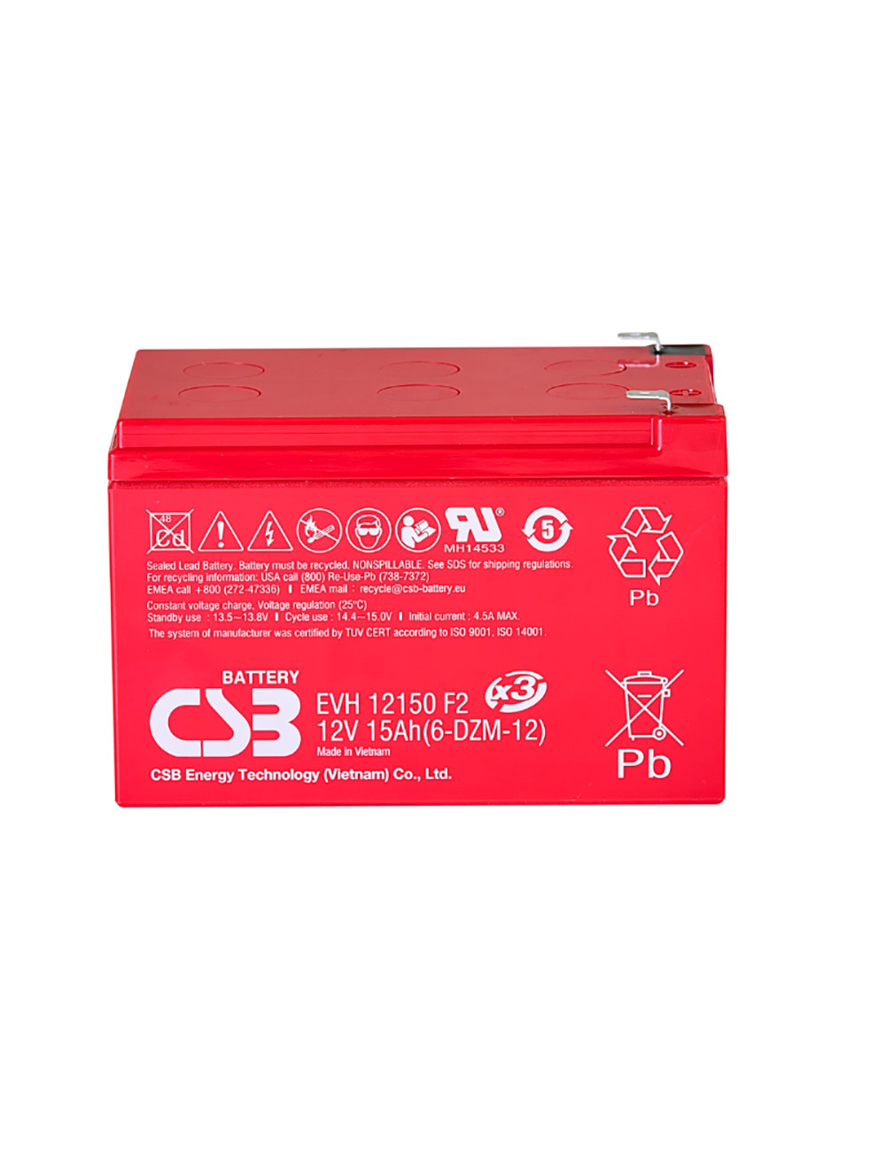 Bateria 12V 15Ah C20 ciclo profundo CSB EVH12150 6-DZM-12